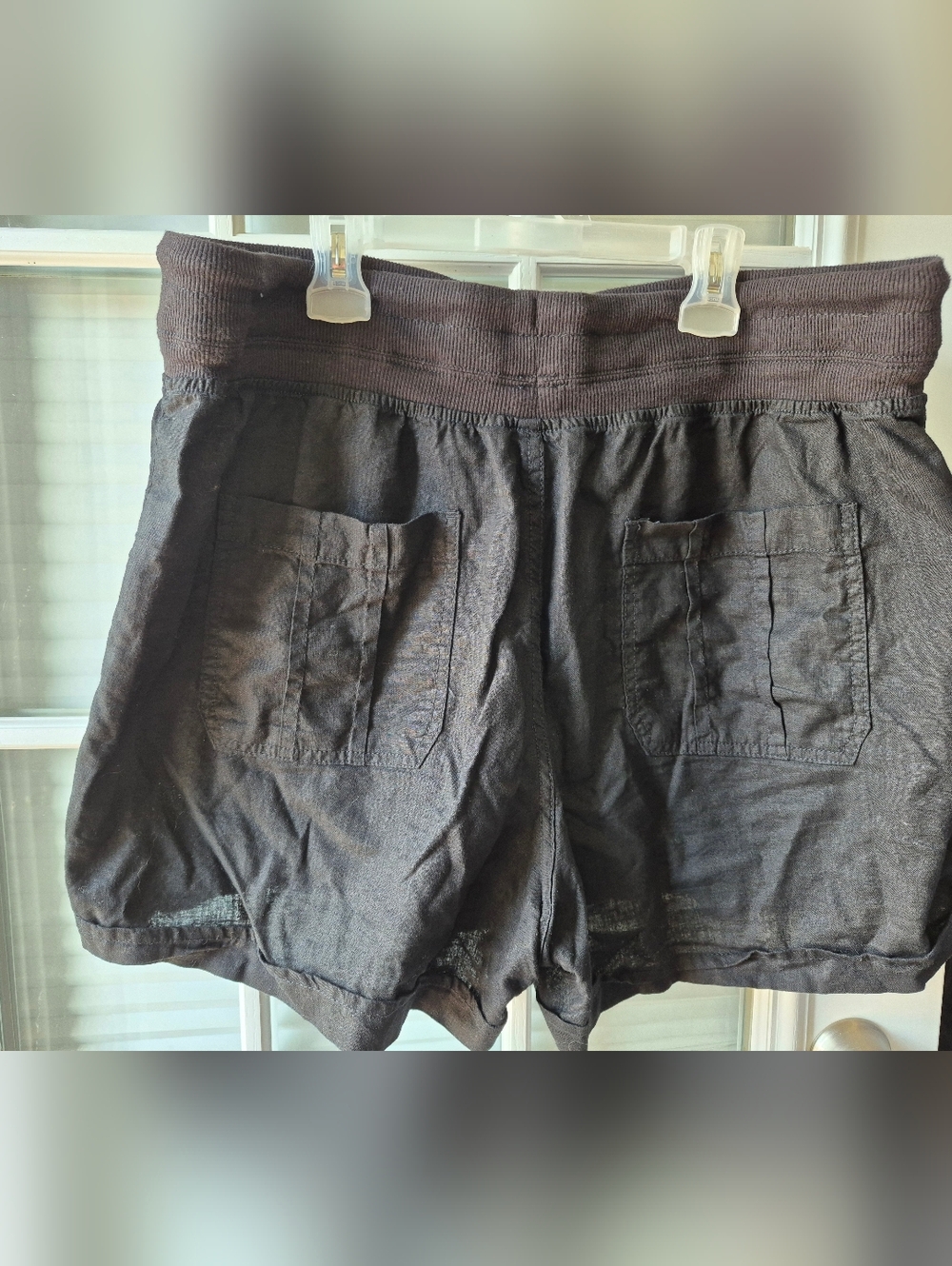 Joe Fresh Women's Black Linen Drawstring Shorts - Picture 2 of 4